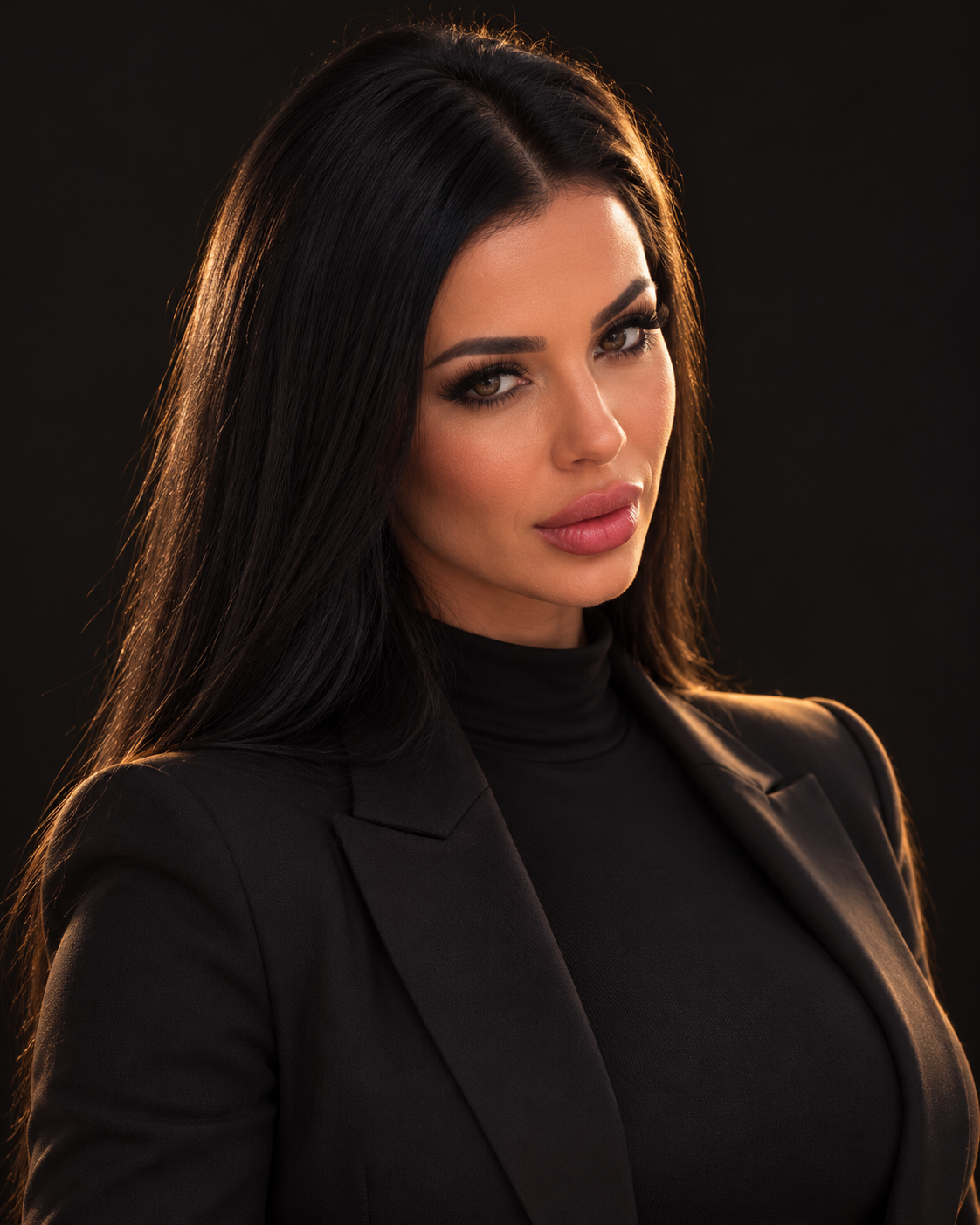 AI-assisted business portrait of Selena Black, based on her original photo